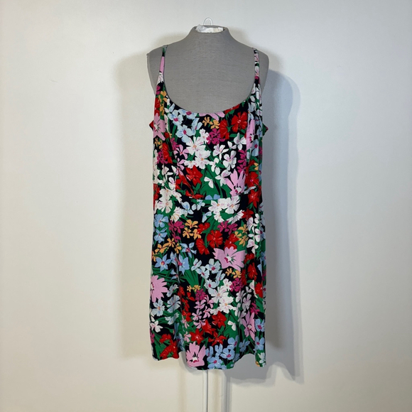 Old Navy Dress Women’s XXL Tall Blue Green Floral Spaghetti Strap Linen Blend - Picture 2 of 16